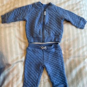 Janie and Jack blue quilted track suit